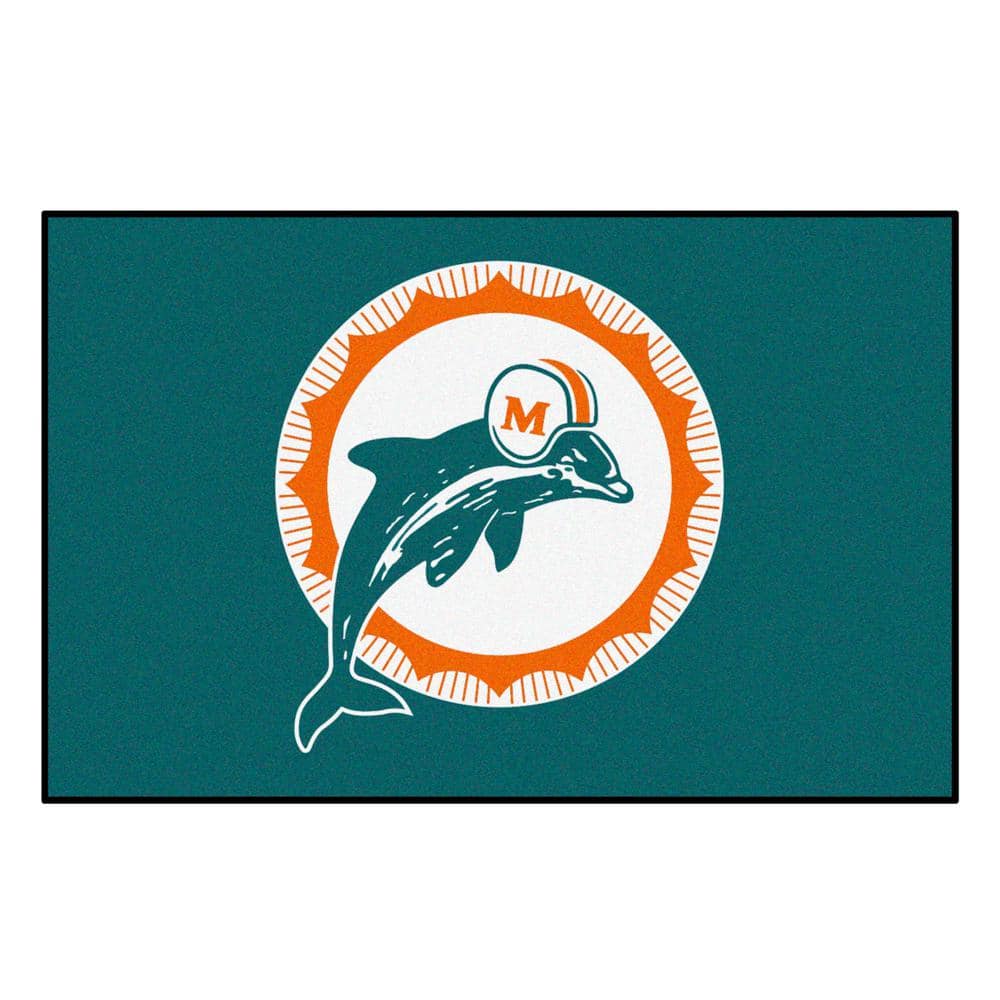 FANMATS Teal 1 ft. 7 in. x 2 ft. 6 in. Miami Dolphins Vintage Starter Mat Area Rug