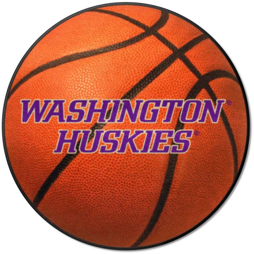 FANMATS Washington Huskies Orange 2 ft. Round Basketball Area Rug