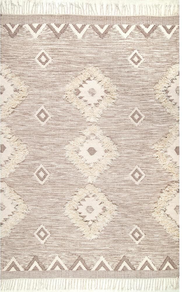 nuLOOM Savannah Moroccan Fringe Beige 2 ft. x 3 ft. Area Rug