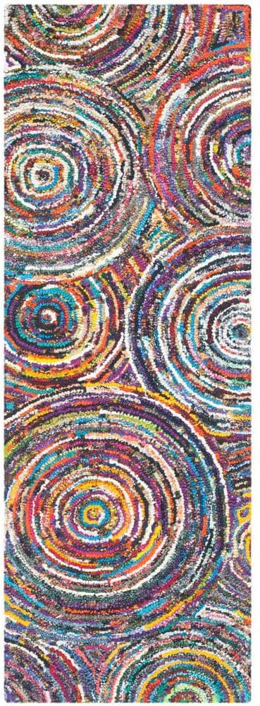 SAFAVIEH Nantucket Multi 2 ft. x 7 ft. Geometric Circles Runner Rug