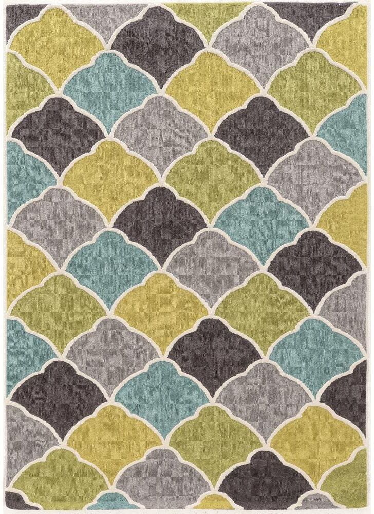 Linon Home Decor Legion Twila Grey/Aqua 5 ft. x 7 ft. Area Rug