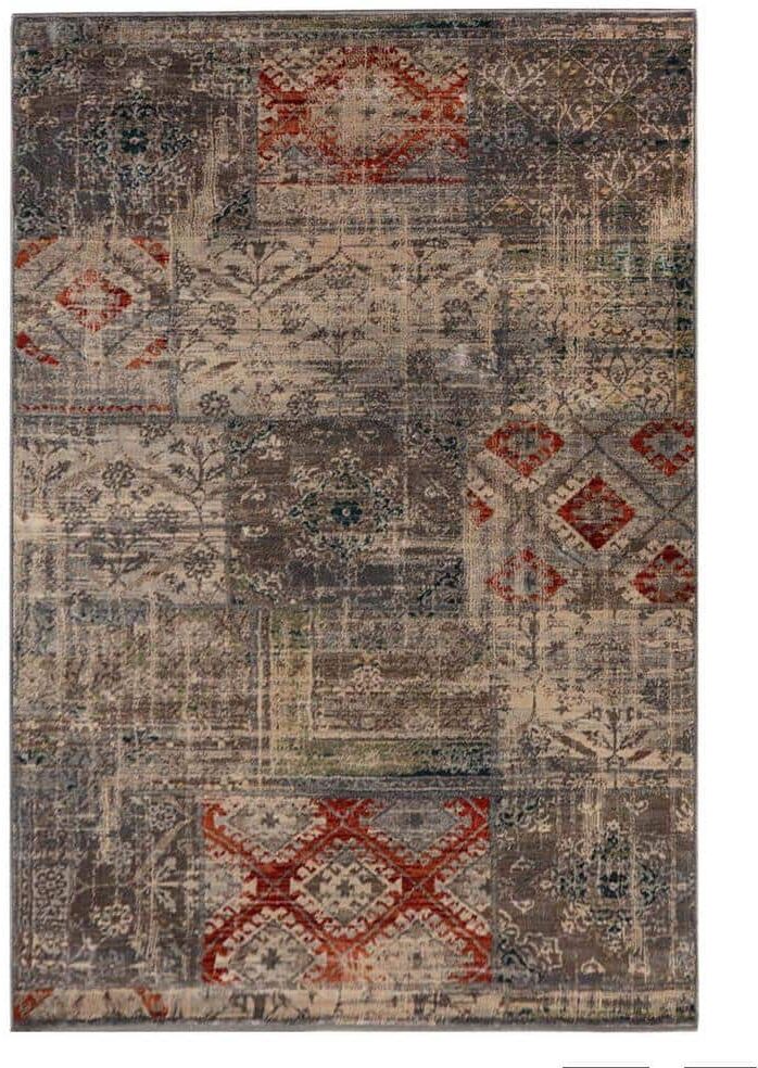 SUPERIOR Amara Gray 2 ft. x 3 ft. Modern Distressed Patchwork Indoor Area Rug