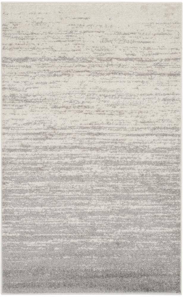 SAFAVIEH Adirondack Ivory/Silver 3 ft. x 5 ft. Solid Striped Area Rug