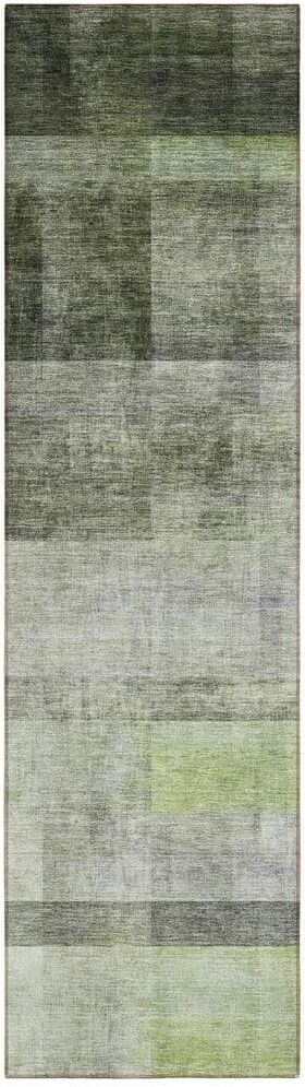 Addison Rugs Chantille ACN568 Olive 2 ft. 3 in. x 7 ft. 6 in. Machine Washable Indoor/Outdoor Geometric Runner Rug