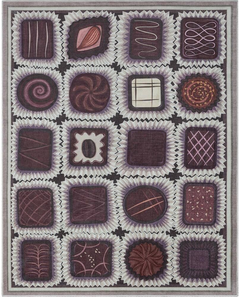 Well Woven Apollo Chocolate Box Modern Valentine's Day Brown 7 ft. 7 in. x 9 ft. 10 in. Area Rug