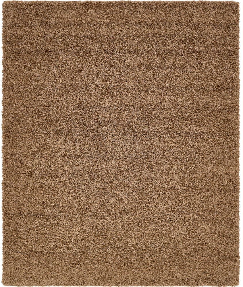 Unique Solid Shag Sandy Brown 8 ft. x 10 ft. Area Rug