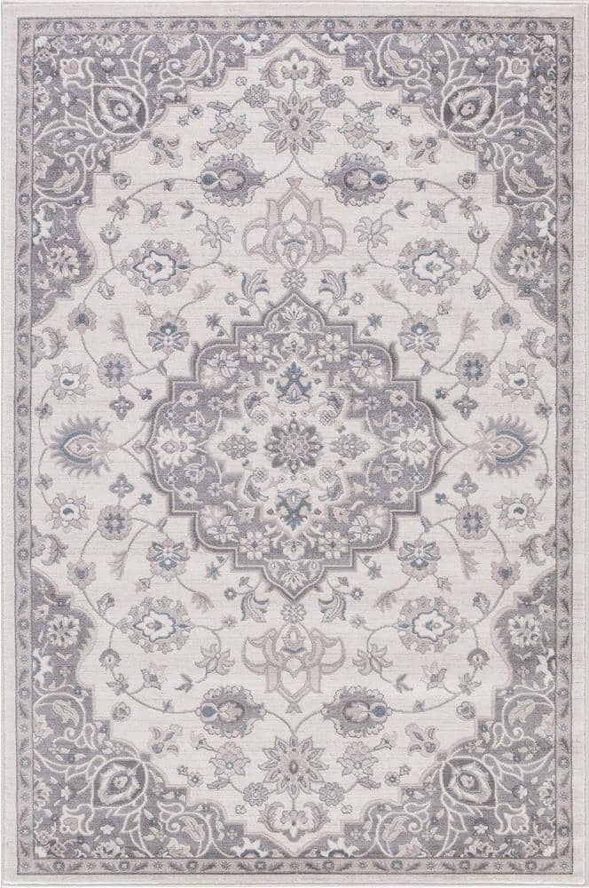 Concord Global Trading Lara Center Medallion Ivory 5 ft. x 8 ft. Area Rug