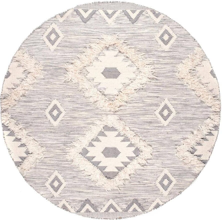 nuLOOM Savannah Tribal Light Gray 6 ft. x 6 ft. Round Area Rug