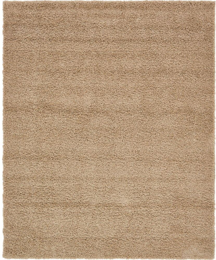 Unique Solid Shag Taupe 8 ft. x 10 ft. Area Rug