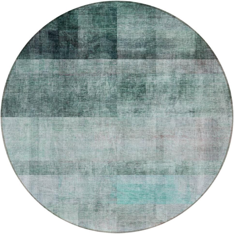 Addison Rugs Chantille ACN568 Teal 8 ft. x 8 ft. Round Machine Washable Indoor/Outdoor Geometric Area Rug