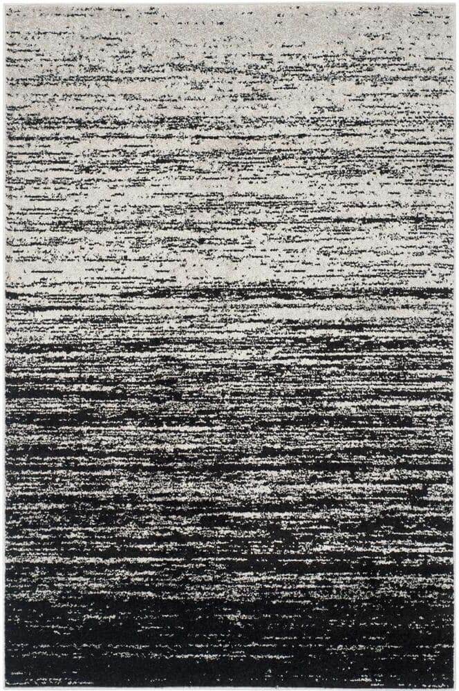 SAFAVIEH Adirondack Silver/Black 4 ft. x 6 ft. Solid Striped Area Rug