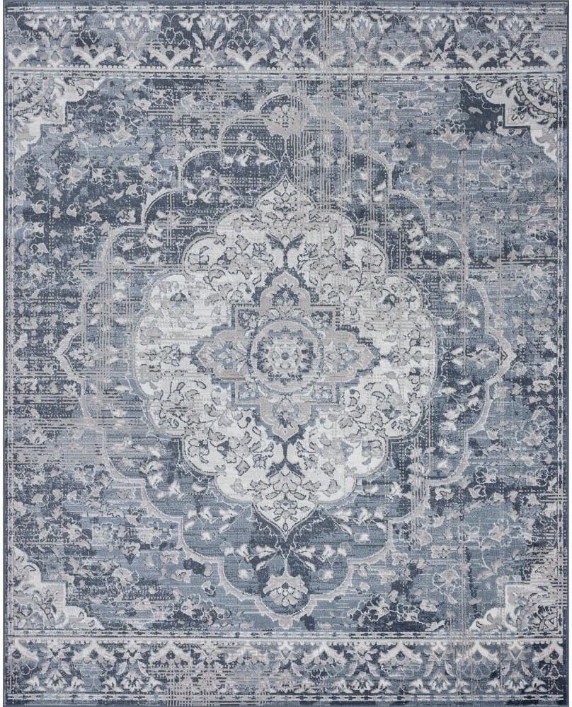 Tayse Rugs Nexus Medallion Blue 8 ft. x 10 ft. Indoor Area Rug