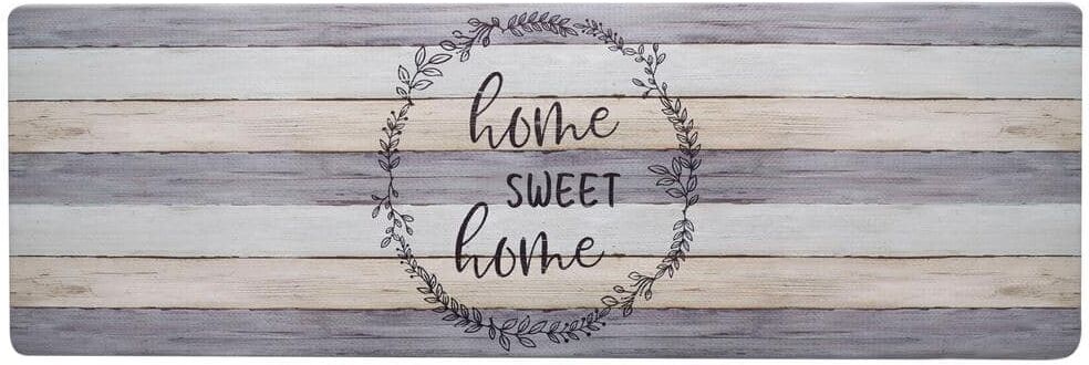 Home Dynamix Cozy Living Home Sweet Home Modern Farmhouse Grey 17.5 in. x 55 in. Anti Fatigue Kitchen Mat