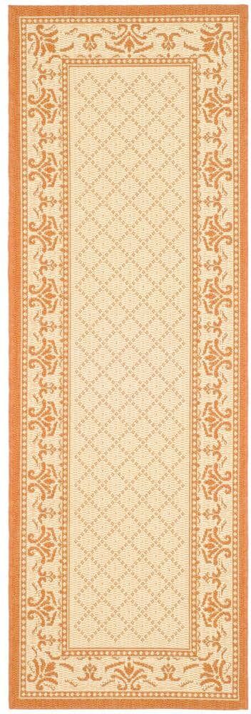 SAFAVIEH Courtyard Natural/Terra 2 ft. x 10 ft. Border Indoor/Outdoor Patio  Runner Rug