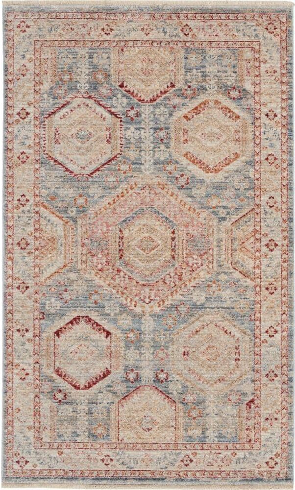 Nourison Enchanting Home Light Blue Multicolor 3 ft. x 5 ft. Persian Medallion Traditional Kitchen Area Rug