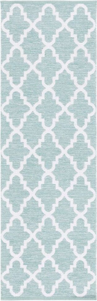 SAFAVIEH Montauk Teal/Ivory 2 ft. x 7 ft. Geometric Trellis Solid Color Runner Rug