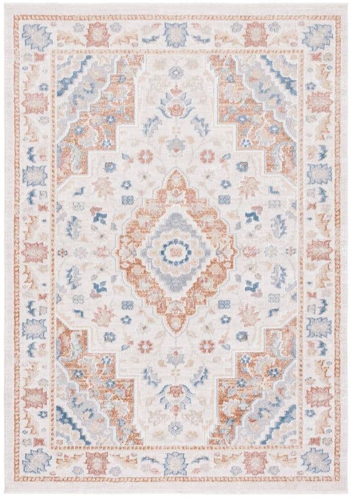 SAFAVIEH Blair Beige/Rust 8 ft. x 10 ft. Machine Washable Border Floral Area Rug