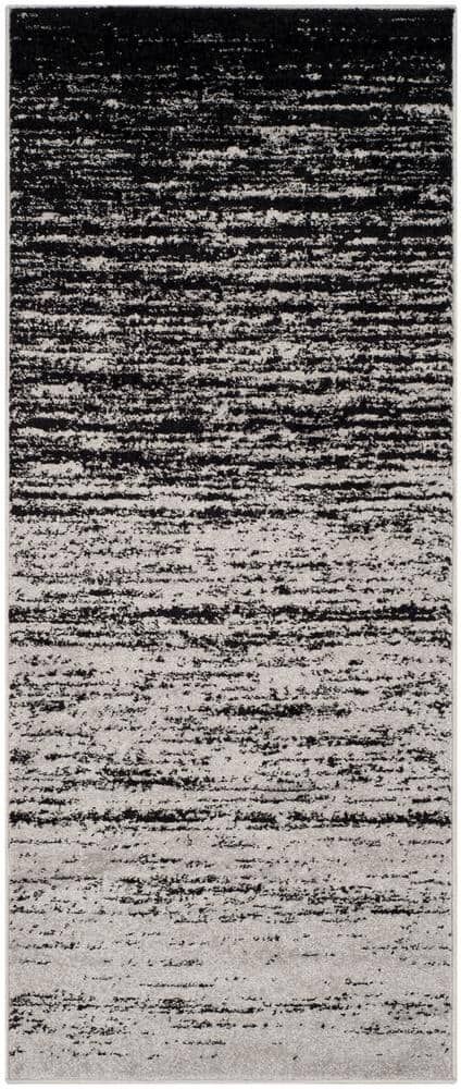 SAFAVIEH Adirondack Silver/Black 3 ft. x 6 ft. Solid Striped Runner Rug