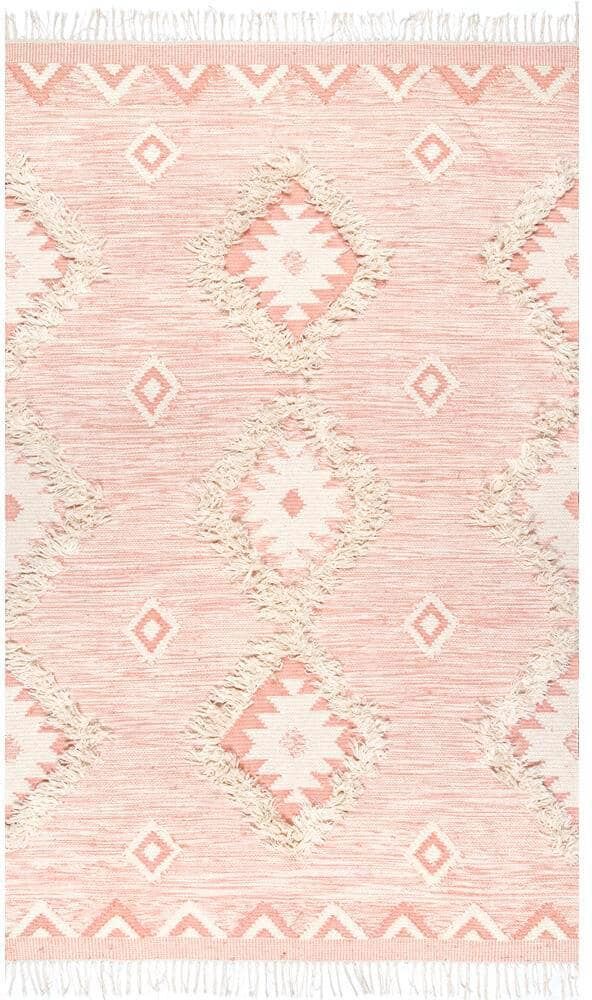 nuLOOM Savannah Moroccan Fringe Pink 5 ft. x 8 ft. Area Rug