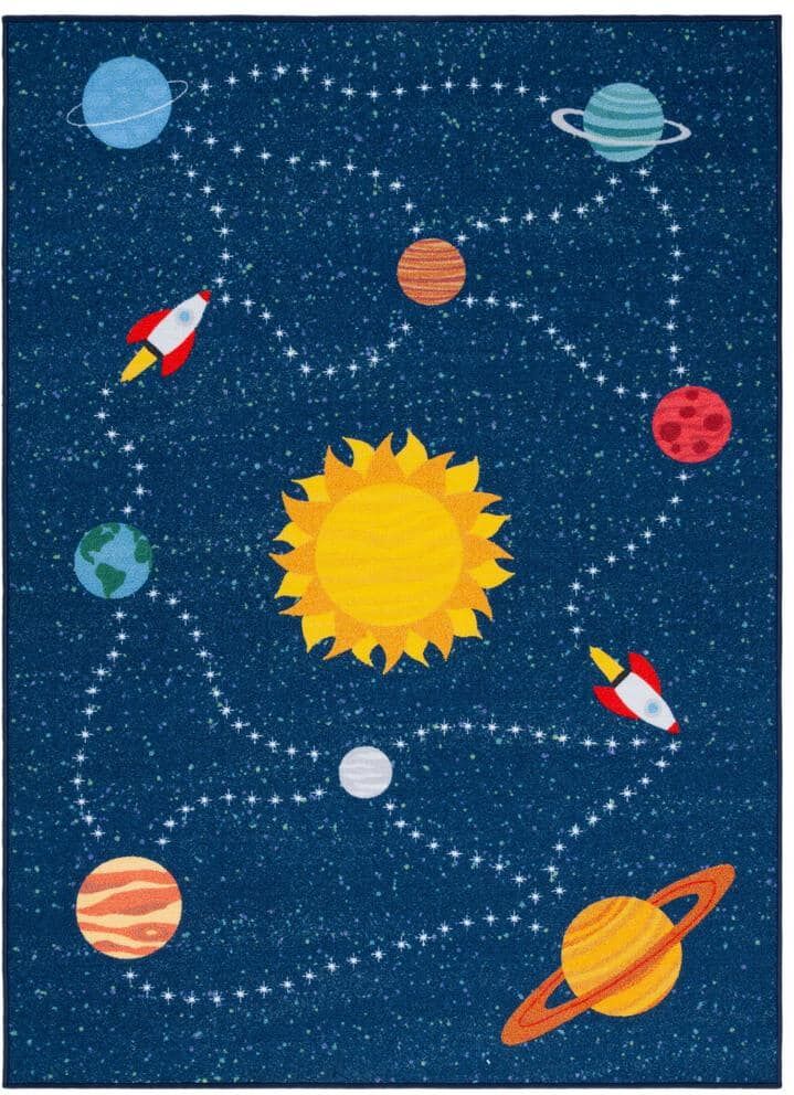 SAFAVIEH Kids Playhouse Navy/Gold 3 ft. x 5 ft. Machine Washable Novelty Area Rug