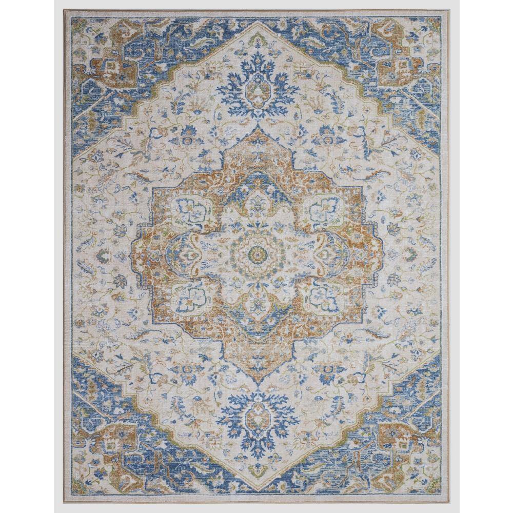 Concord Global Trading Eden Collection Center Medallion Ivory 8 ft. x 10 ft. Machine Washable Traditional Indoor Area Rug