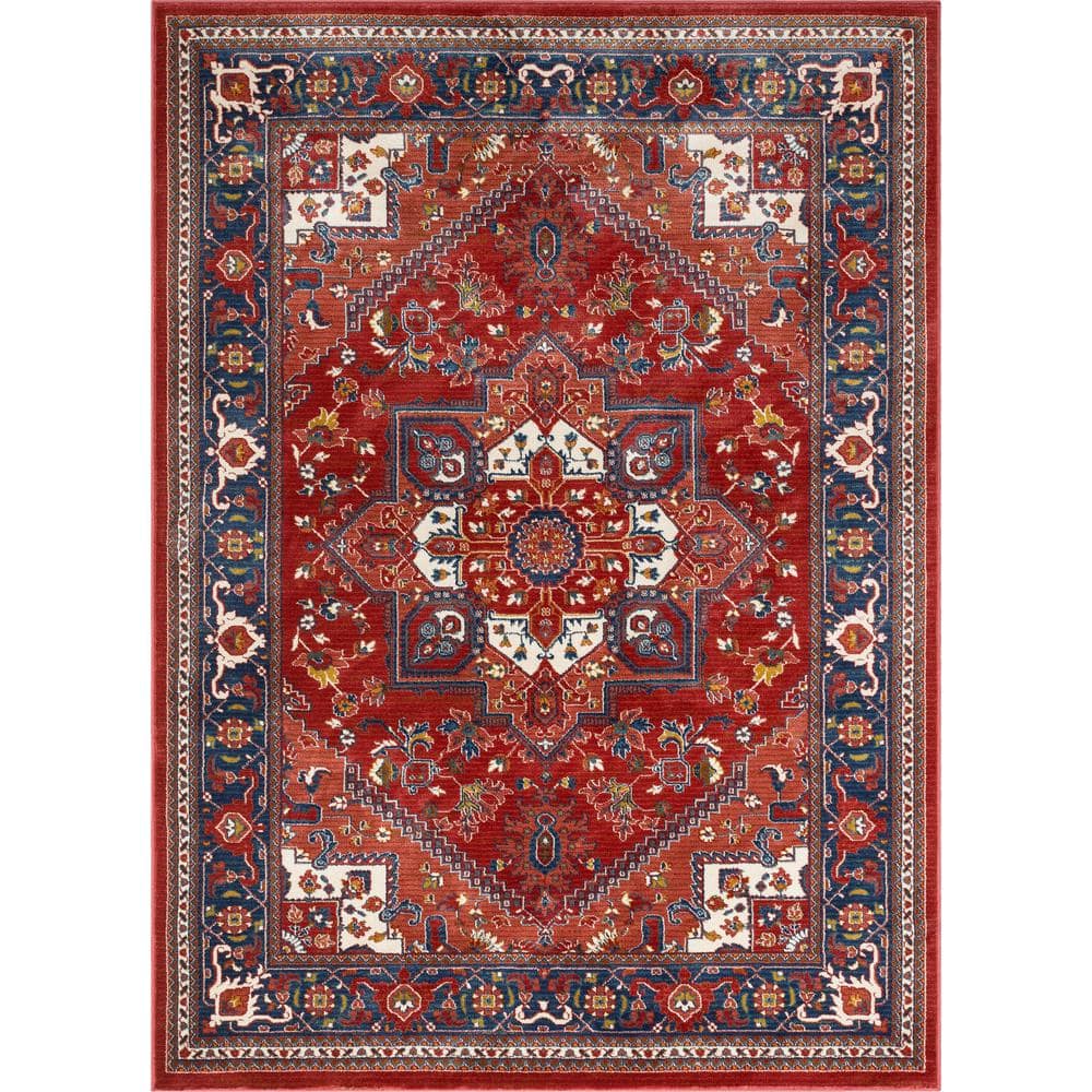 Well Woven Tulsa Jackie Traditional Medallion Crimson/Red 5 ft. 3 in. x 7 ft. 3 in. Area Rug