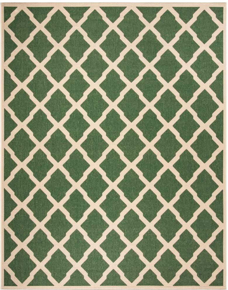 SAFAVIEH Beach House Green/Creme 8 ft. x 10 ft. Trellis Geometric Indoor/Outdoor Area Rug