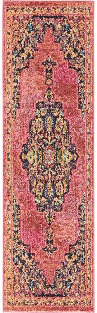 Nourison Passionate Pink/Flame 2 ft. x 8 ft. Persian Vintage Kitchen Runner Area Rug