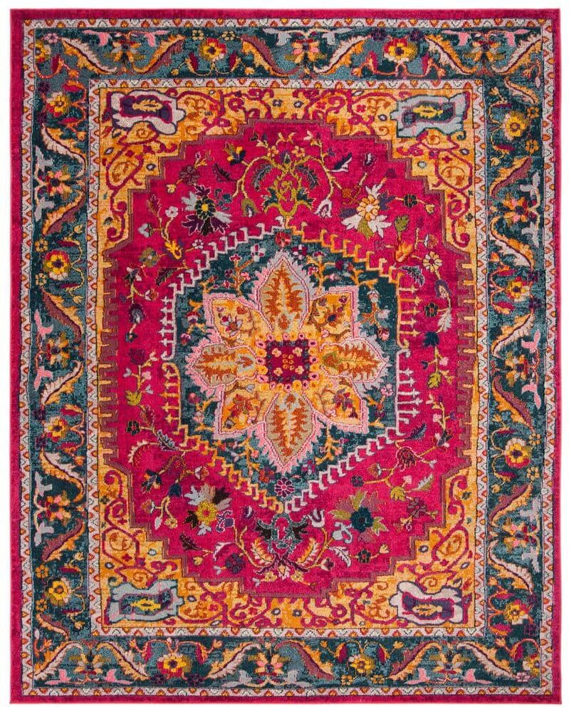 SAFAVIEH Phoenix Fuchsia/Blue 8 ft. x 10 ft. Border Area Rug