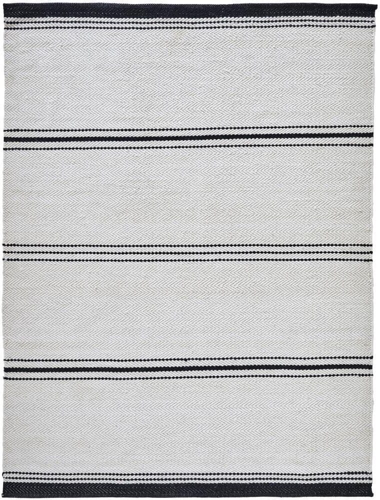 Notre Dame Design Richy – Ivory with Black Stripes 7 ft. 10 in. x 10 ft. 2 in. Hand Woven Wool Area Rug