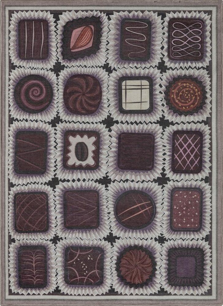 Well Woven Apollo Chocolate Box Modern Valentine's Day Brown 3 ft. 3 in. x 5 ft. Area Rug