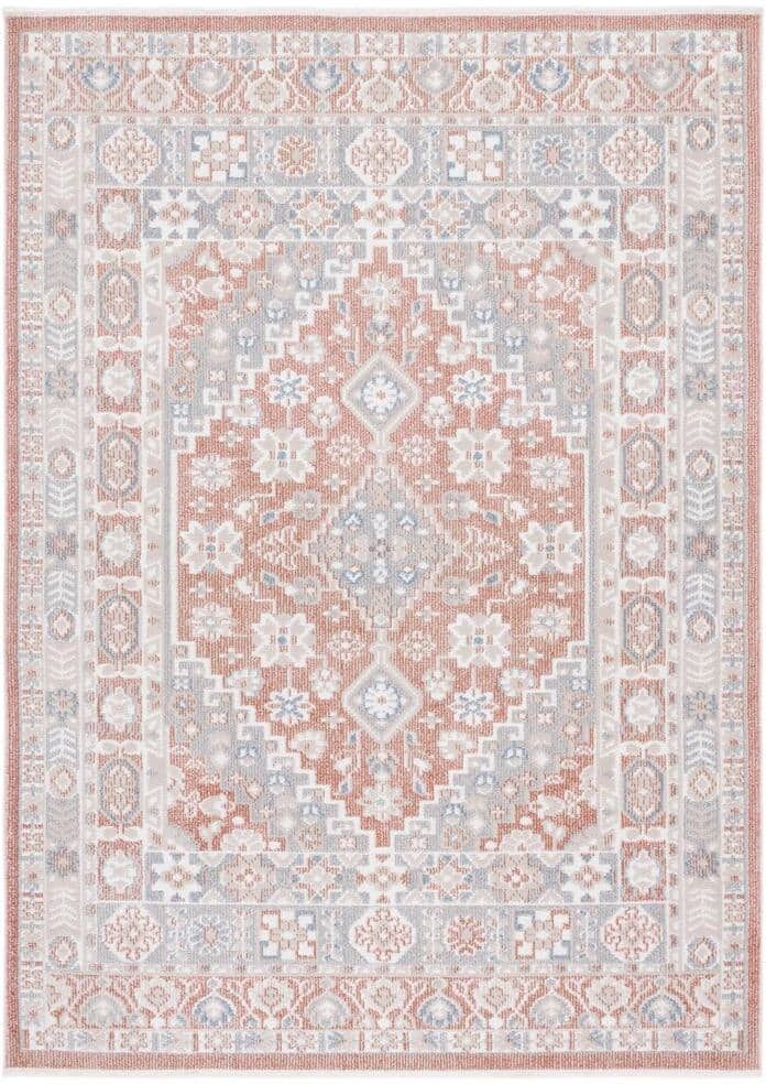 SAFAVIEH Blair Rose/Gray 8 ft. x 10 ft. Machine Washable Border Floral Area Rug