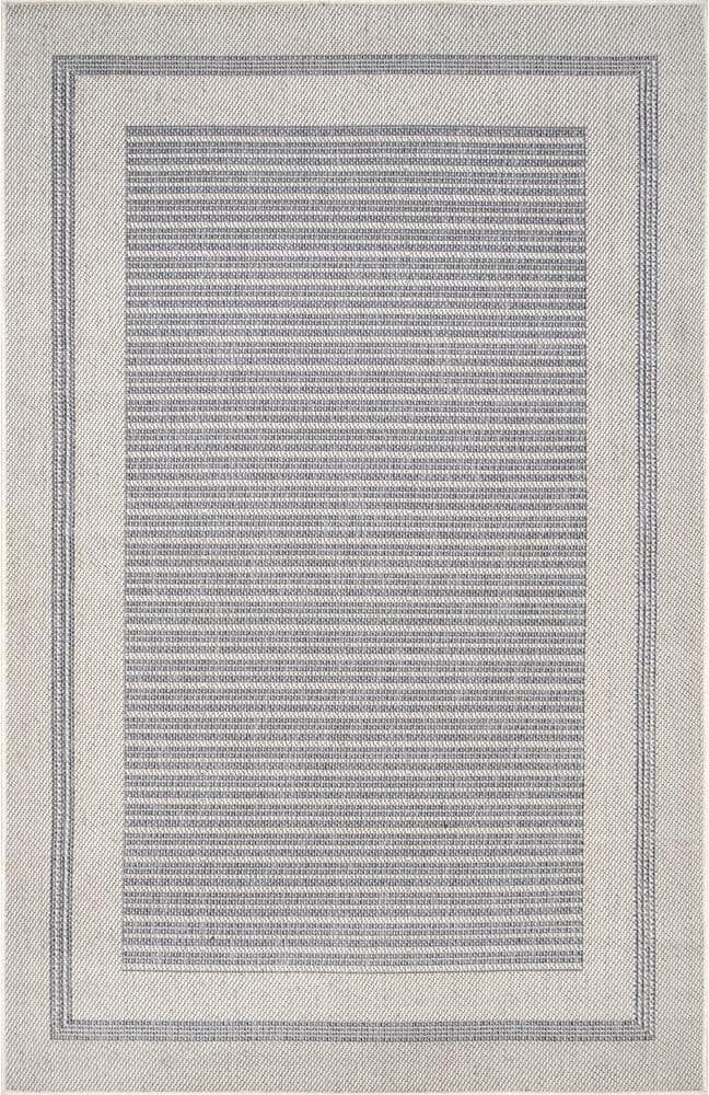 nuLOOM Antonella Coastal Solid & Striped Light Gray 5 ft. x 8 ft. Indoor/Outdoor Patio Area Rug