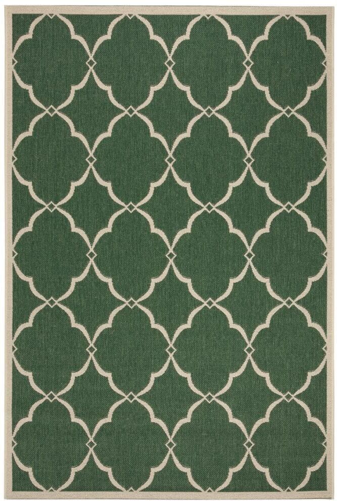 SAFAVIEH Beach House Green/Creme 7 ft. x 9 ft. Trellis Geometric Indoor/Outdoor Area Rug