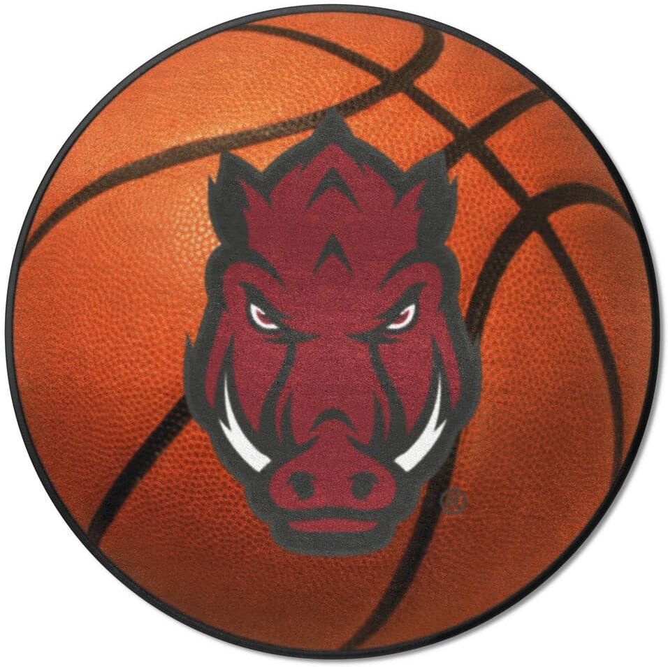 FANMATS Arkansas Razorbacks Orange 2 ft. Round Basketball Area Rug