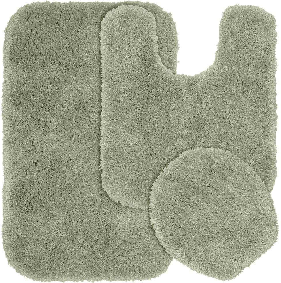 Garland Rug Serendipity Deep Fern 21 in. x 34 in. Washable Bathroom 3-Piece Rug Set