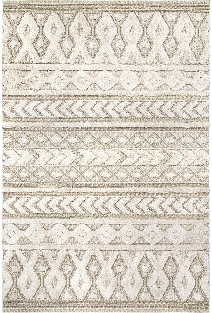 nuLOOM Rebecca Beige 4 ft. x 6 ft. High Low Textured Shaggy Indoor Area Rug