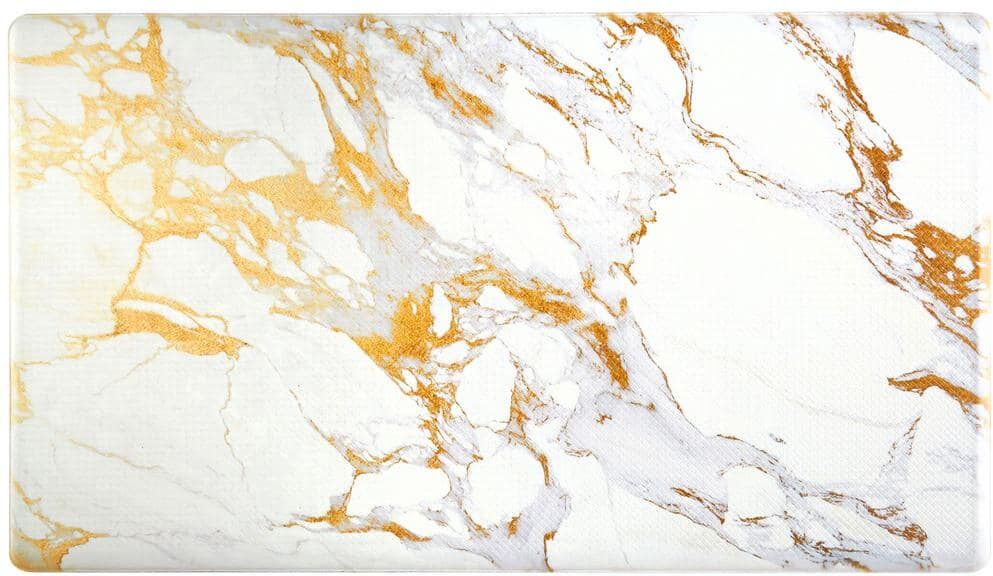 Home Dynamix Christian Siriano Cook N Comfort Marble Gold 20 in. x 36 in. Anti Fatigue Kitchen Mat