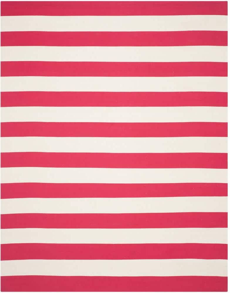 SAFAVIEH Montauk Red/Ivory 8 ft. x 10 ft. Solid Striped Area Rug