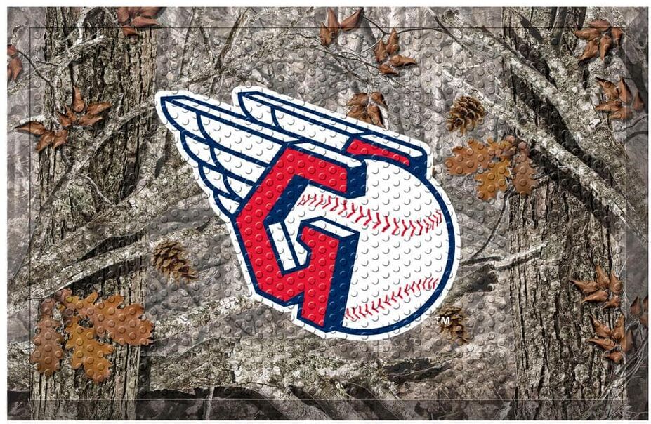 FANMATS MLB - Cleveland Guardians 19 in. x 30 in. Outdoor Camo Scraper Mat Door Mat