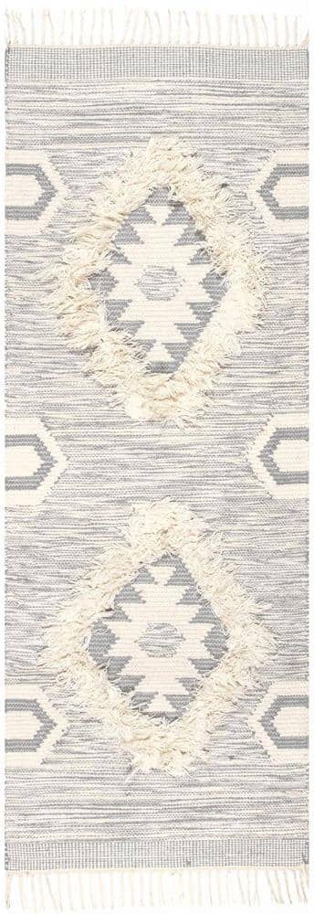 nuLOOM Savannah Tribal Light Gray 2 ft. 8 in. x 10 ft. Runner Rug