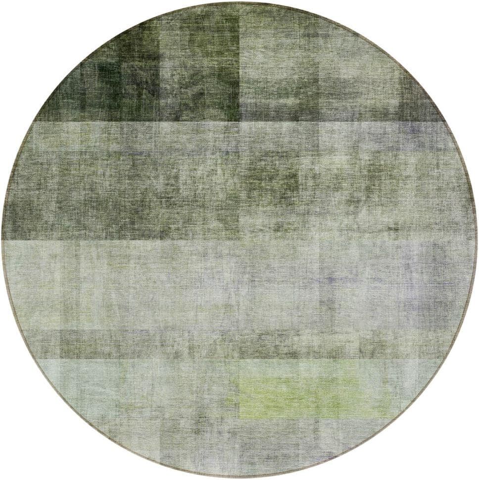 Addison Rugs Chantille ACN568 Olive 8 ft. x 8 ft. Round Machine Washable Indoor/Outdoor Geometric Area Rug