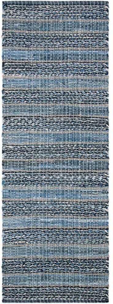 SAFAVIEH Montauk Blue 2 ft. x 7 ft. Abstract Striped Runner Rug