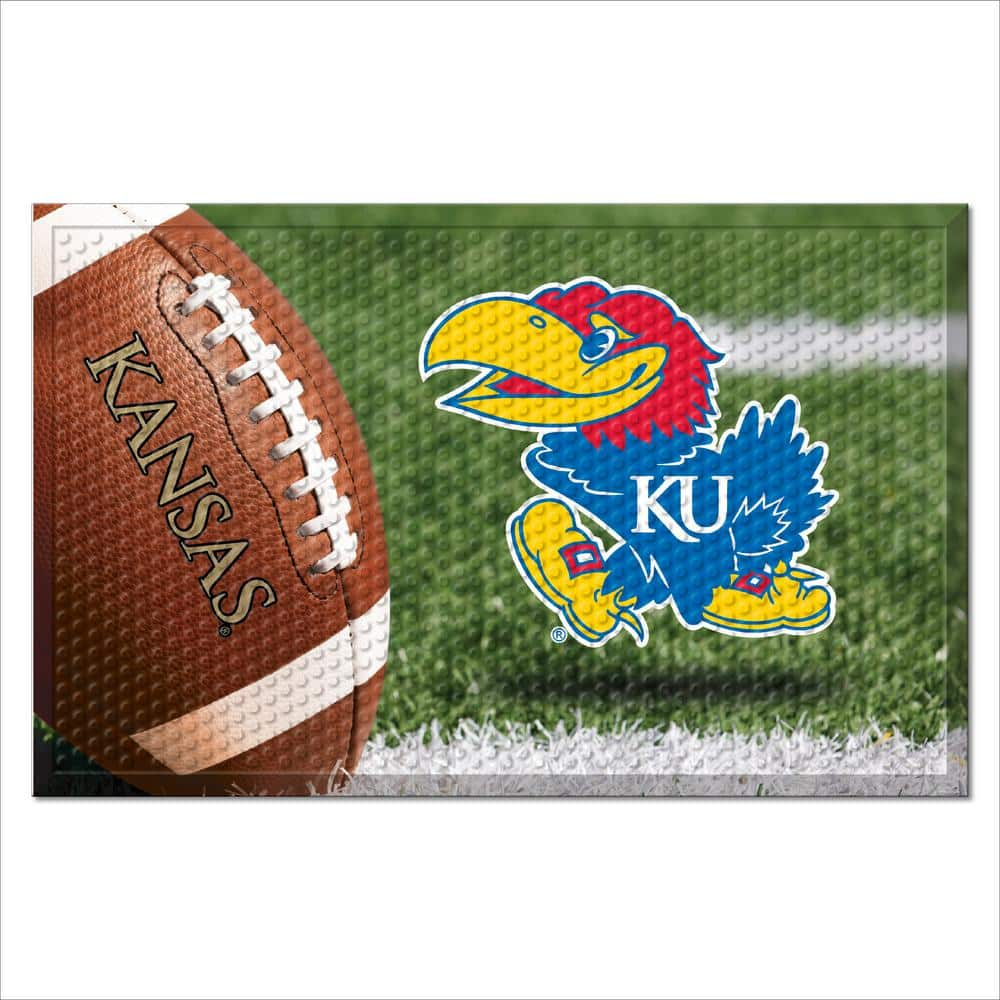 FANMATS University of Kansas 19 in. x 30 in. Rubber Scraper Door Mat