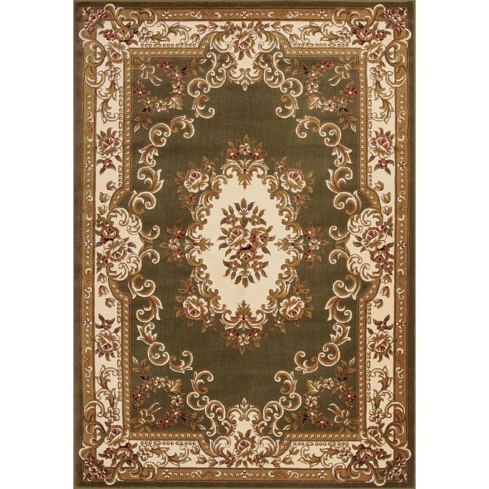 MILLERTON HOME Traditional Morrocan Green/Ivory 8 ft. x 11 ft. Area Rug