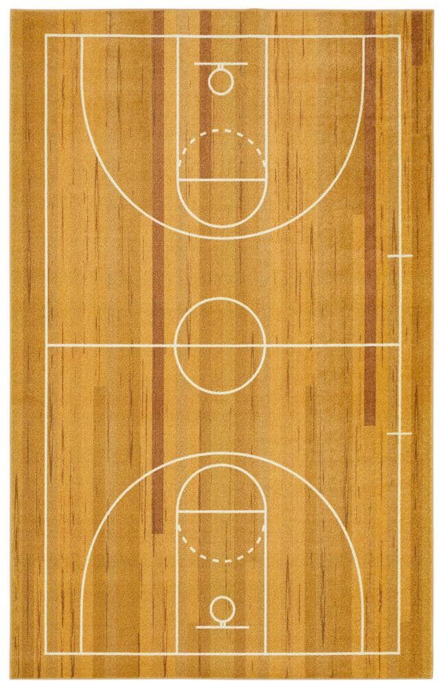 Mohawk Home Basketball Court Tan 8 ft. x 10 ft. Contemporary Area Rug