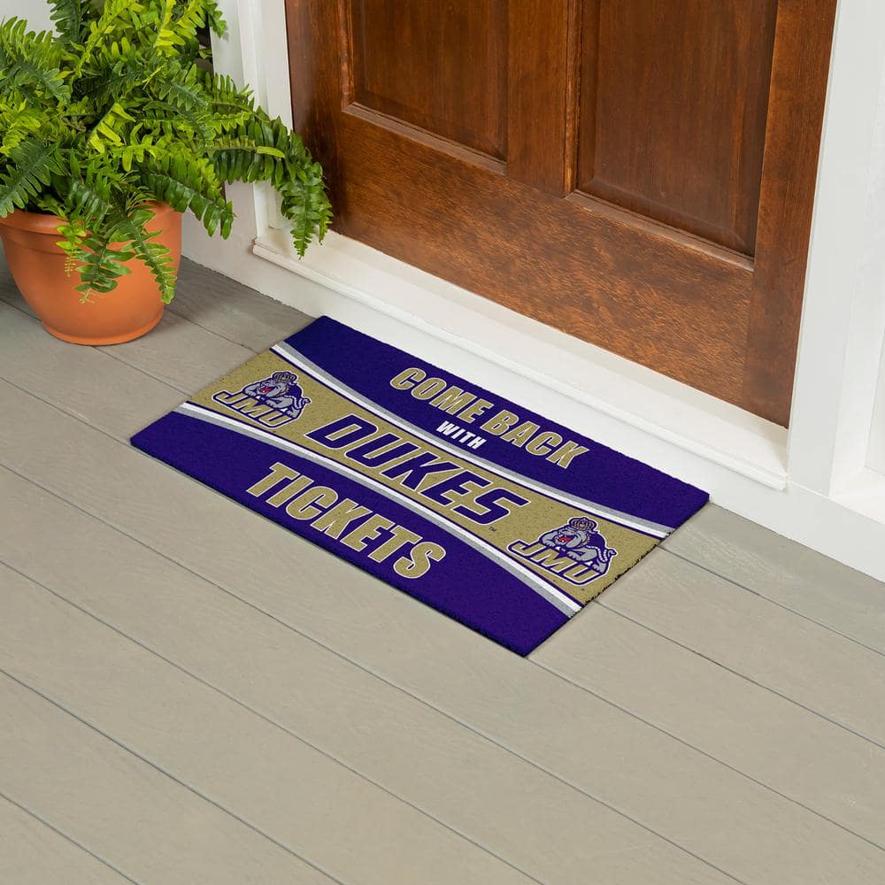 Evergreen James Madison University 28 in. x 16 in. PVC "Come Back With Tickets" Trapper Door Mat