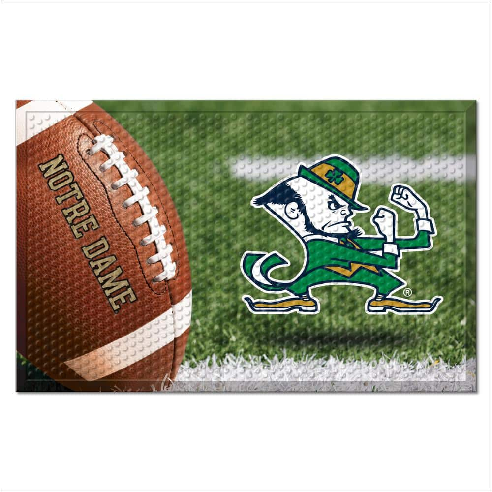 FANMATS Notre Dame Football Heavy Duty Rubber Outdoor Scraprer Door Mat