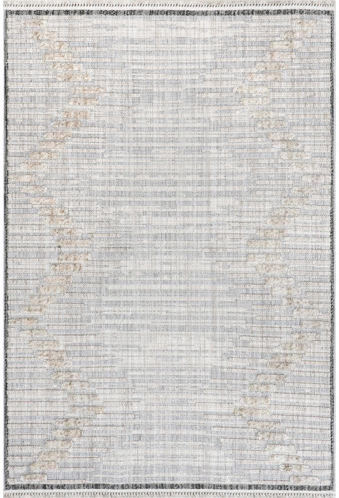 nuLOOM Amara Geometric High/Low Tasseled Gray 5 ft. x 8 ft. Casual Area Rug