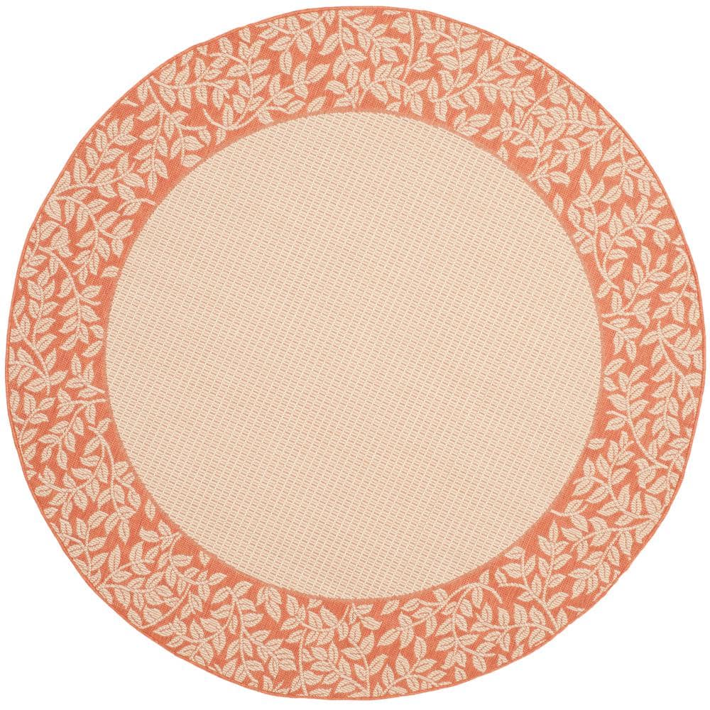 SAFAVIEH Courtyard Natural/Terra 7 ft. x 7 ft. Round Border Indoor/Outdoor Patio  Area Rug